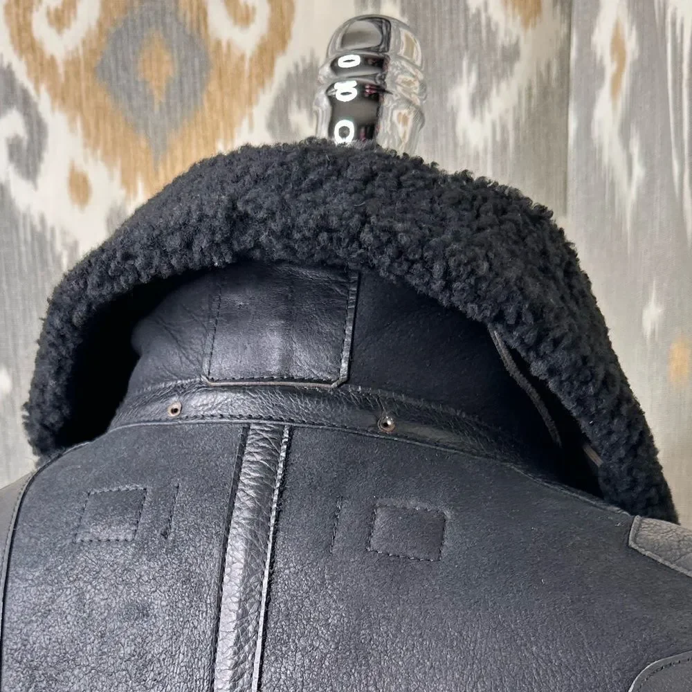 Polo Ralph Lauren Black Unisex Portuguese Lamb Shearling Aviator Vest - Picture 12 of 16